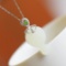 Exquisite Sterling Silver Inlaid White Jade Pendant