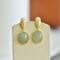 A Pair of Exquisite Sterling Silver-Gold Plated Inlaid Jade Earrings