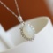 Exquisite Sterling Silver Inlaid White Jade Pendant