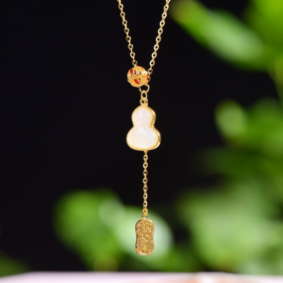 Exquisite Sterling Silver-Gold Plated Inlaid White Jade Pendant