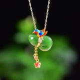 Exquisite Sterling Silver-Gold Plated Inlaid Jasper Pendant