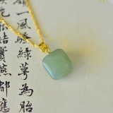 An Exquisite Sterling Silver-Gold Plated Inlaid Jade Pendant