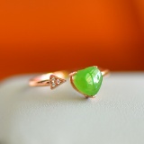 Exquisite Sterling Silver-Gold Plated Inlaid Jasper Ring