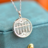 Exquisite Sterling Silver Inlaid White Jade Pendant