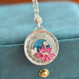 Exquisite Sterling Silver Inlaid White Jade Pendant