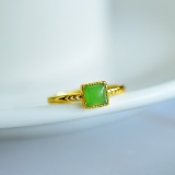 Exquisite Sterling Silver-Gold Plated Inlaid Jasper Ring