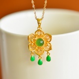 Exquisite Sterling Silver-Gold Plated Inlaid Jasper Pendant