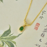 An Exquisite Sterling Silver-Gold Plated Inlaid Jasper Pendant