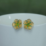 Exquisite Sterling Silver-Gold Plated Inlaid Jasper Earrings