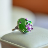 Exquisite Sterling Silver Inlaid Jasper Ring