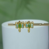 Exquisite Sterling Silver-Gold Plated Inlaid Jasper Earrings