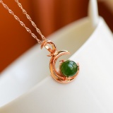 Exquisite Sterling Silver-Gold Plated Inlaid Jasper Pendant