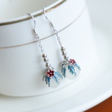 A Pair of Exquisite Sterling Silver Inlaid White Jade Earrings
