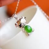 Exquisite Sterling Silver Inlaid Jasper Pendant(Zodiac Pig)