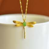 An Exquisite Sterling Silver-Gold Plated Inlaid Jasper Pendant