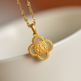 Exquisite Sterling Silver-Gold Plated Inlaid White Jade Pendant