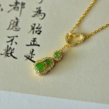 An Exquisite Sterling Silver-Gold Plated Inlaid Jasper Pendant