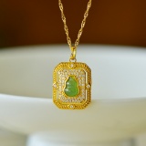 An Exquisite Sterling Silver-Gold Plated Inlaid Jasper Pendant