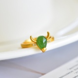 Exquisite Sterling Silver-Gold Plated Inlaid Jasper Ring
