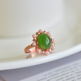 Exquisite Sterling Silver-Gold Plated Inlaid Jasper Ring
