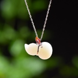 Exquisite Sterling Silver Inlaid White Jade Pendant