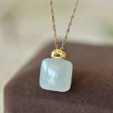 An Exquisite Sterling Silver-Gold Plated Inlaid  Jade Pendant