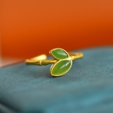Exquisite Sterling Silver-Gold Plated Inlaid Jasper Ring