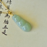 An Exquisite Sterling Silver-Gold Plated Inlaid Jade Pendant