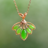 Exquisite Sterling Silver-Gold Plated Inlaid Jasper Pendant