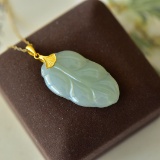 An Exquisite Sterling Silver-Gold Plated Inlaid Jade Pendant