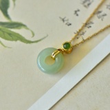An Exquisite Sterling Silver-Gold Plated Inlaid Jade Pendant