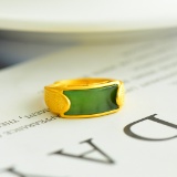 Exquisite Sterling Silver-Gold Plated Inlaid Jasper Ring