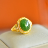 Exquisite Sterling Silver-Gold Plated Inlaid Jasper Ring