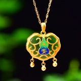 Exquisite Sterling Silver-Gold Plated Inlaid Jasper Pendant