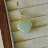 An Exquisite Sterling Silver-Gold Plated Inlaid Jade Pendant