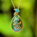 Exquisite Sterling Silver-Gold Plated Inlaid Jasper Pendant