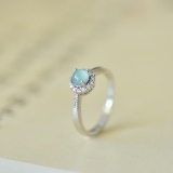 An Exquisite Sterling Silver Inlaid Jadeite Ring