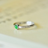 An Exquisite Sterling Silver Inlaid Jadeite Ring