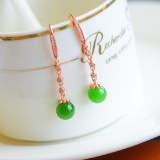 A Pair of Exquisite Sterling Silver-Gold Plated Inlaid Jasper Earrings
