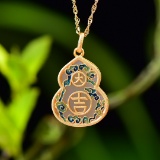 Exquisite Sterling Silver-Gold Plated Inlaid White Jade Pendant