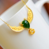 Exquisite Sterling Silver-Gold Plated Inlaid Jasper Pendant