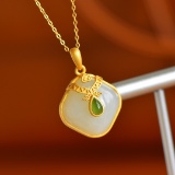 Exquisite Sterling Silver-Gold Plated Inlaid Jasper Pendant