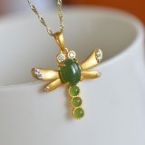 Exquisite Sterling Silver-Gold Plated Inlaid Jasper Pendant