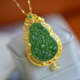 Exquisite Sterling Silver-Gold Plated Inlaid Jasper Pendant
