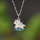 Exquisite Sterling Silver Inlaid White Jade Pendant