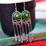 Exquisite Sterling Silver Inlaid Jasper Earrings