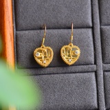 A Pair of Exquisite Sterling Silver-Gold Plated Inlaid White Jade Earrings
