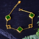 Exquisite Sterling Silver-Gold Plated Inlaid Jasper Bracelet