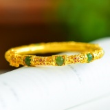 An Exquisite Sterling Silver-Gold Plated Inlaid Jasper Bangle