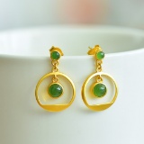 Exquisite Sterling Silver-Gold Plated Inlaid Jasper Earrings